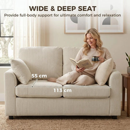 HOMCOM 2 Seater Sofa, Corduroy Small Couch with Spring Cushion, Wide and Deep Seat Additional View 6