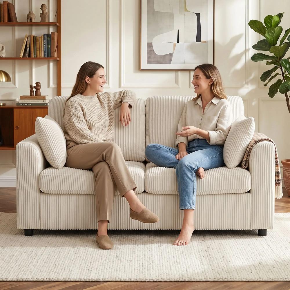 HOMCOM 2 Seater Sofa, Corduroy Small Couch with Spring Cushion, Wide and Deep Seat Additional View 7