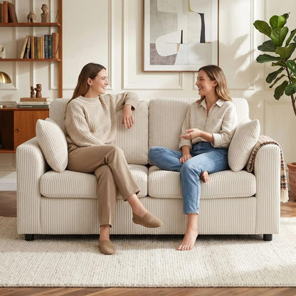 HOMCOM 2 Seater Sofa, Corduroy Small Couch with Spring Cushion, Wide and Deep Seat Additional View 7