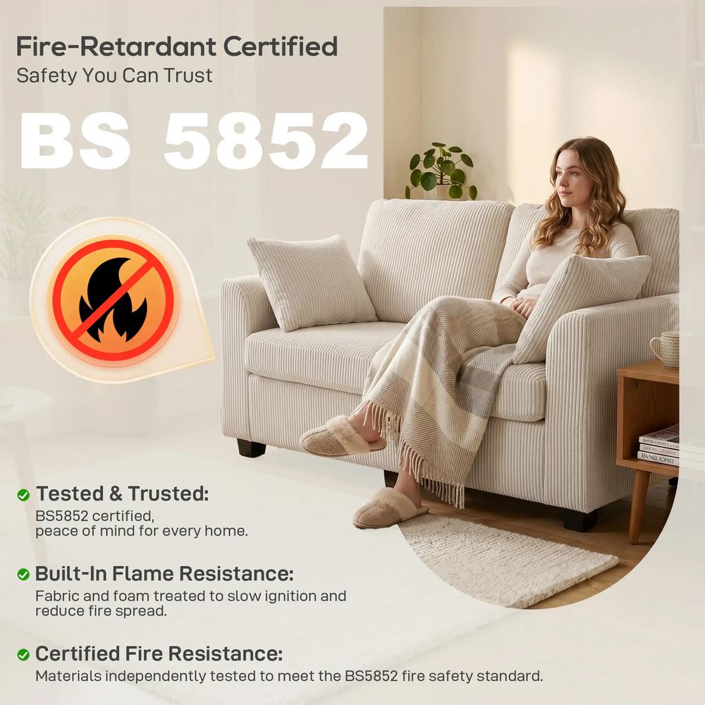 HOMCOM 2 Seater Sofa, Corduroy Small Couch with Spring Cushion, Wide and Deep Seat Additional View 8