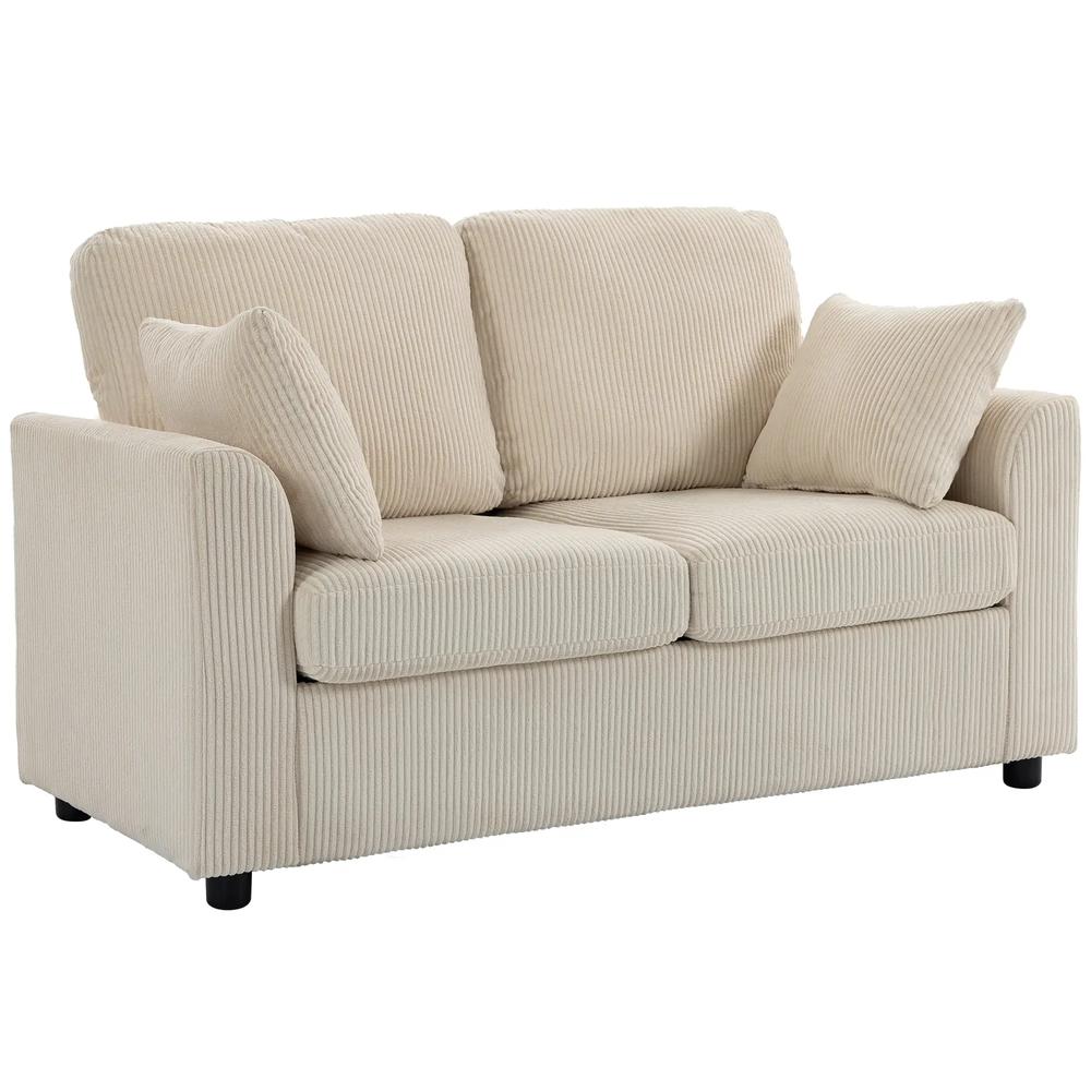 HOMCOM 2 Seater Sofa, Corduroy Small Couch with Spring Cushion, Wide and Deep Seat