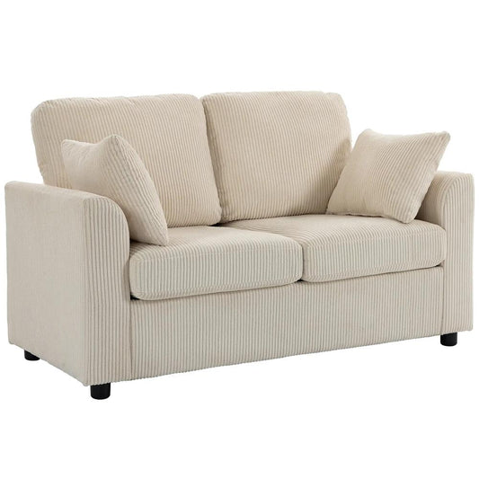 HOMCOM 2 Seater Sofa, Corduroy Small Couch with Spring Cushion, Wide and Deep Seat