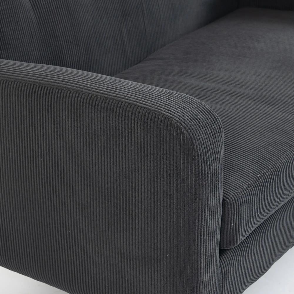 HOMCOM 2 Seater Sofa, 118 cm Corduroy Small Loveseat with Spring Cushion, Wood Legs for Small Space, Living Room, Dark Grey Additional View 11