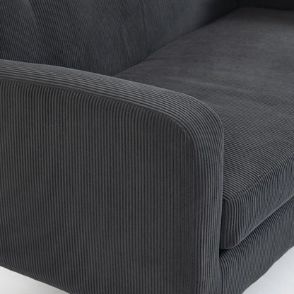 HOMCOM 2 Seater Sofa, 118 cm Corduroy Small Loveseat with Spring Cushion, Wood Legs for Small Space, Living Room, Dark Grey Additional View 11