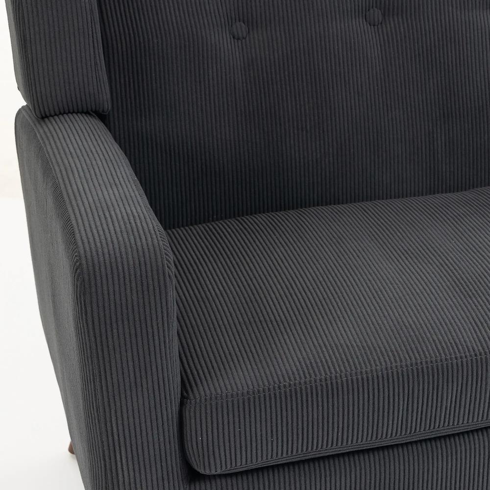 HOMCOM 2 Seater Sofa, 118 cm Corduroy Small Loveseat with Spring Cushion, Wood Legs for Small Space, Living Room, Dark Grey Additional View 12