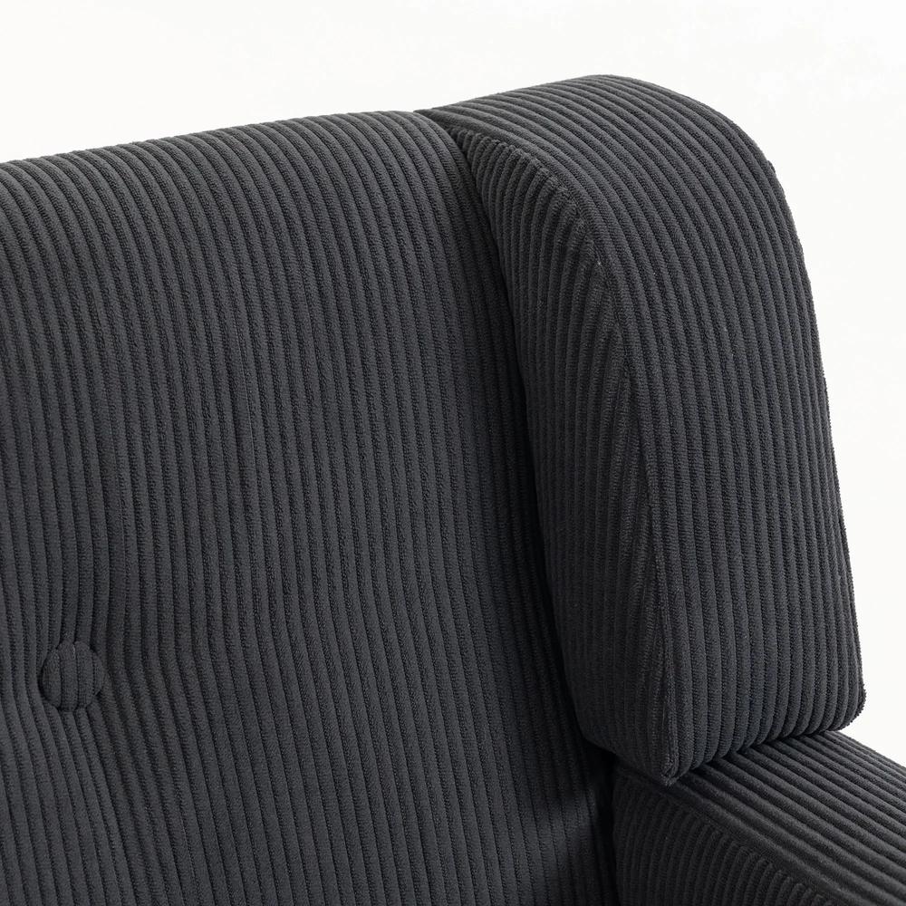 HOMCOM 2 Seater Sofa, 118 cm Corduroy Small Loveseat with Spring Cushion, Wood Legs for Small Space, Living Room, Dark Grey Additional View 10