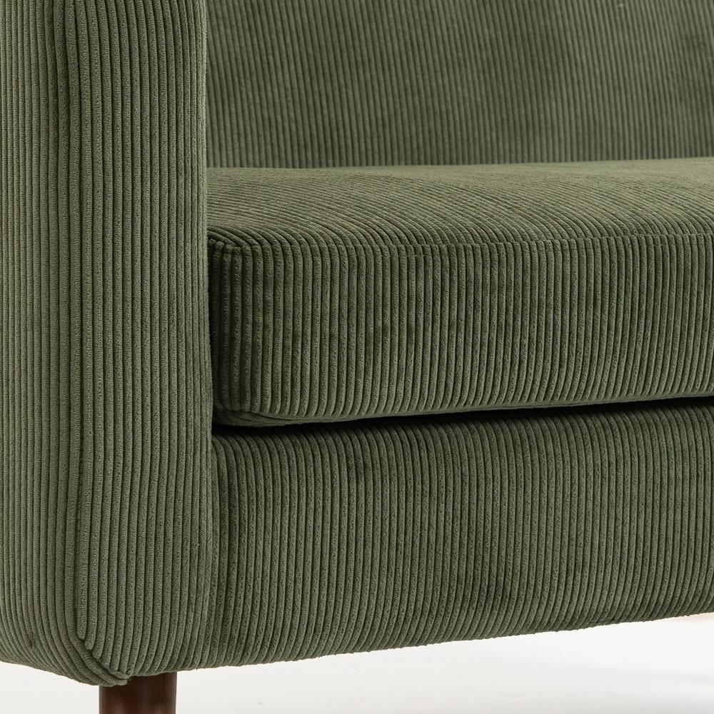 HOMCOM 2 Seater Sofa, 118 cm Corduroy Small Loveseat with Spring Cushion, Wood Legs for Small Space, Living Room, Dark Green Additional View 13