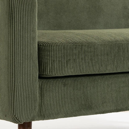 HOMCOM 2 Seater Sofa, 118 cm Corduroy Small Loveseat with Spring Cushion, Wood Legs for Small Space, Living Room, Dark Green Additional View 13