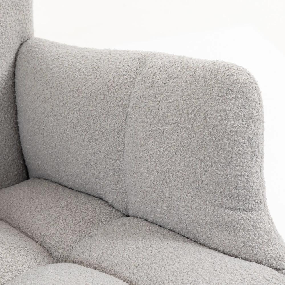 HOMCOM Rocking Chair, Teddy Fleece Rocker Chair with Tufted Wingback, Side Pockets, Rubber Wood Legs Additional View 27