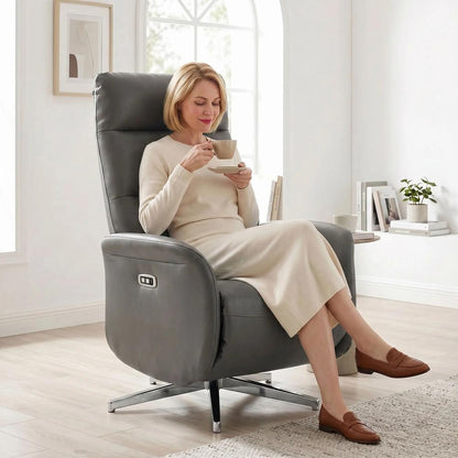 HOMCOM Power Recliner Chair, Swivel Electric Reclining Chair with Type C+USB, Recliner Armchair with Footrest Additional View 14