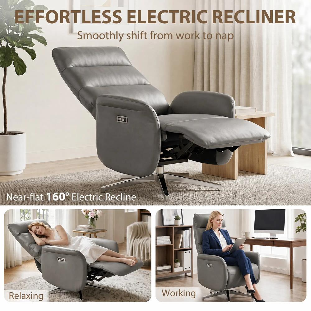 HOMCOM Power Recliner Chair, Swivel Electric Reclining Chair with Type C+USB, Recliner Armchair with Footrest Additional View 4