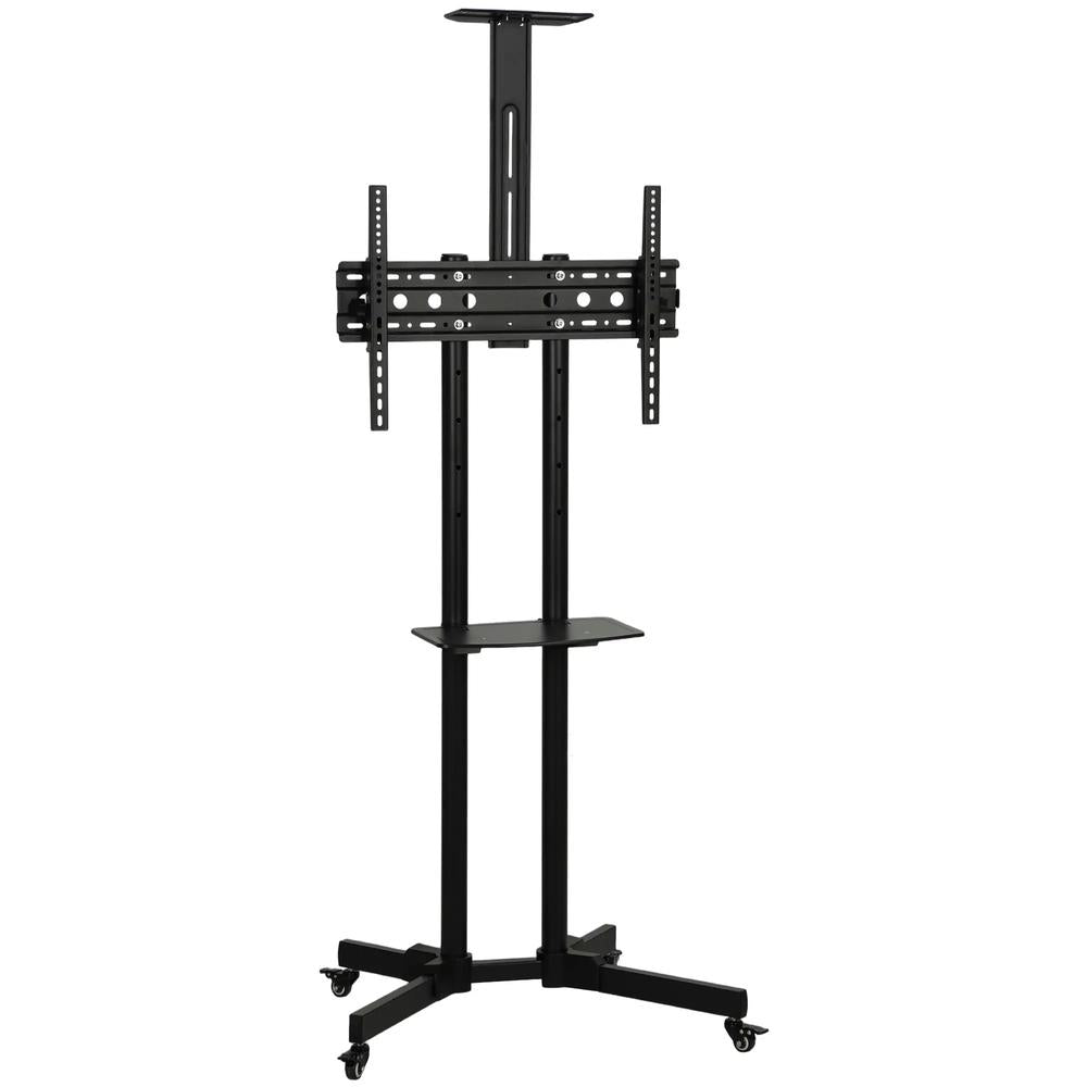 HOMCOM Mobile TV Stand on Wheels for 32-75 Inch Screens, Mobile TV Cart with Tilt, Height Adjustable, Black