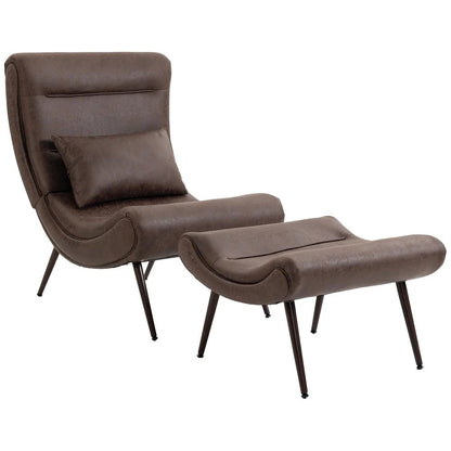 HOMCOM Modern Accent Chair with Footstool, Upholstered Lounge Chair with 64cm Wide Seat, Lumbar Pillow, Trapezoidal Backrest Additional View 15