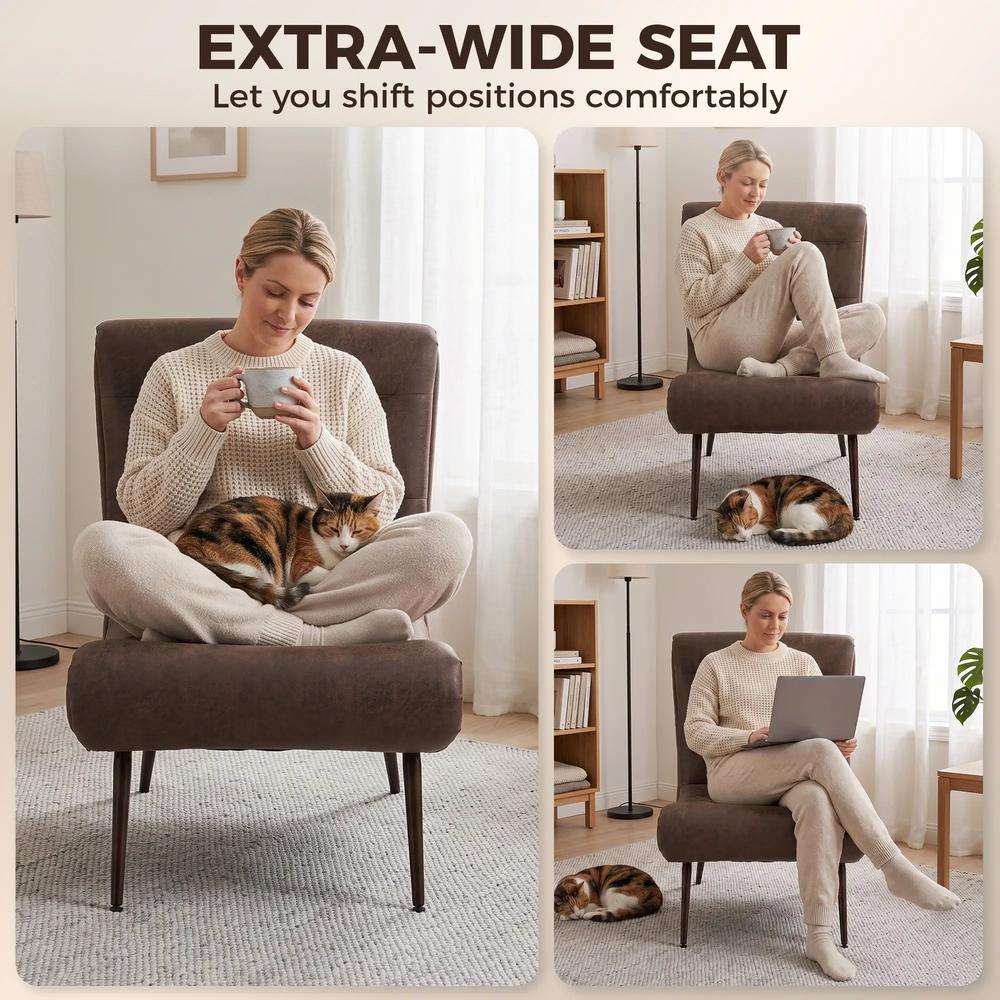 HOMCOM Modern Accent Chair with Footstool, Upholstered Lounge Chair with 64cm Wide Seat, Lumbar Pillow, Trapezoidal Backrest Additional View 5