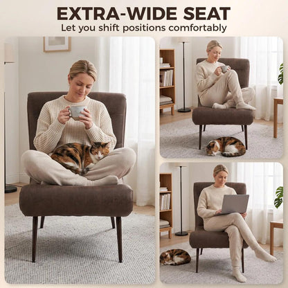 HOMCOM Modern Accent Chair with Footstool, Upholstered Lounge Chair with 64cm Wide Seat, Lumbar Pillow, Trapezoidal Backrest Additional View 5
