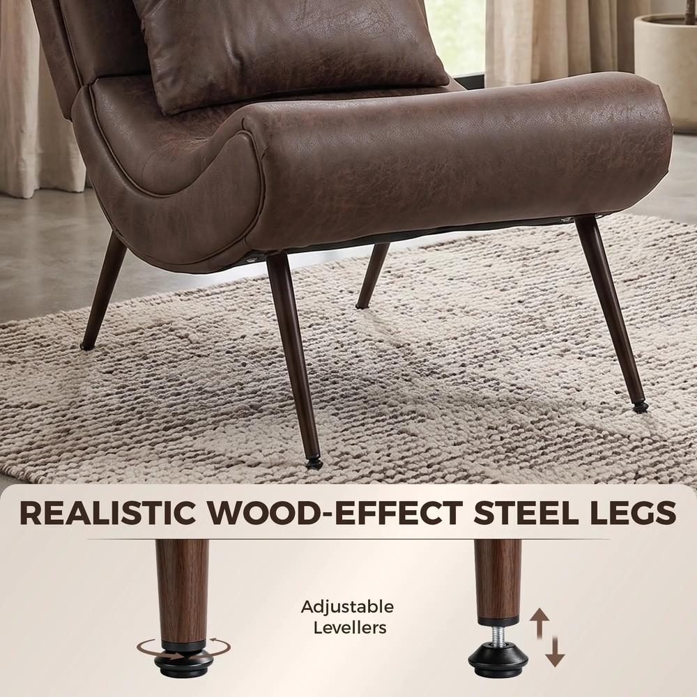 HOMCOM Modern Accent Chair with Footstool, Upholstered Lounge Chair with 64cm Wide Seat, Lumbar Pillow, Trapezoidal Backrest Additional View 7