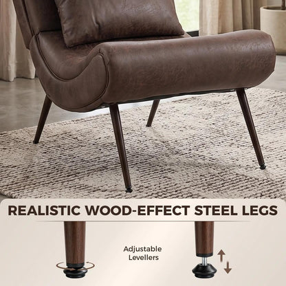 HOMCOM Modern Accent Chair with Footstool, Upholstered Lounge Chair with 64cm Wide Seat, Lumbar Pillow, Trapezoidal Backrest Additional View 7