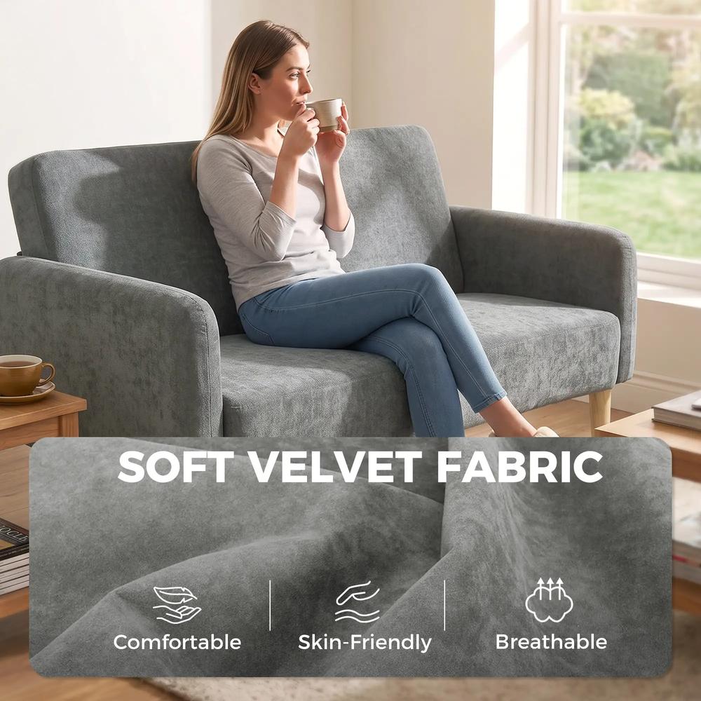 HOMCOM 2 Seater Sofa, Velvet Small Couch with 20cm Thick Padding, Wide and Deep Seat Additional View 20