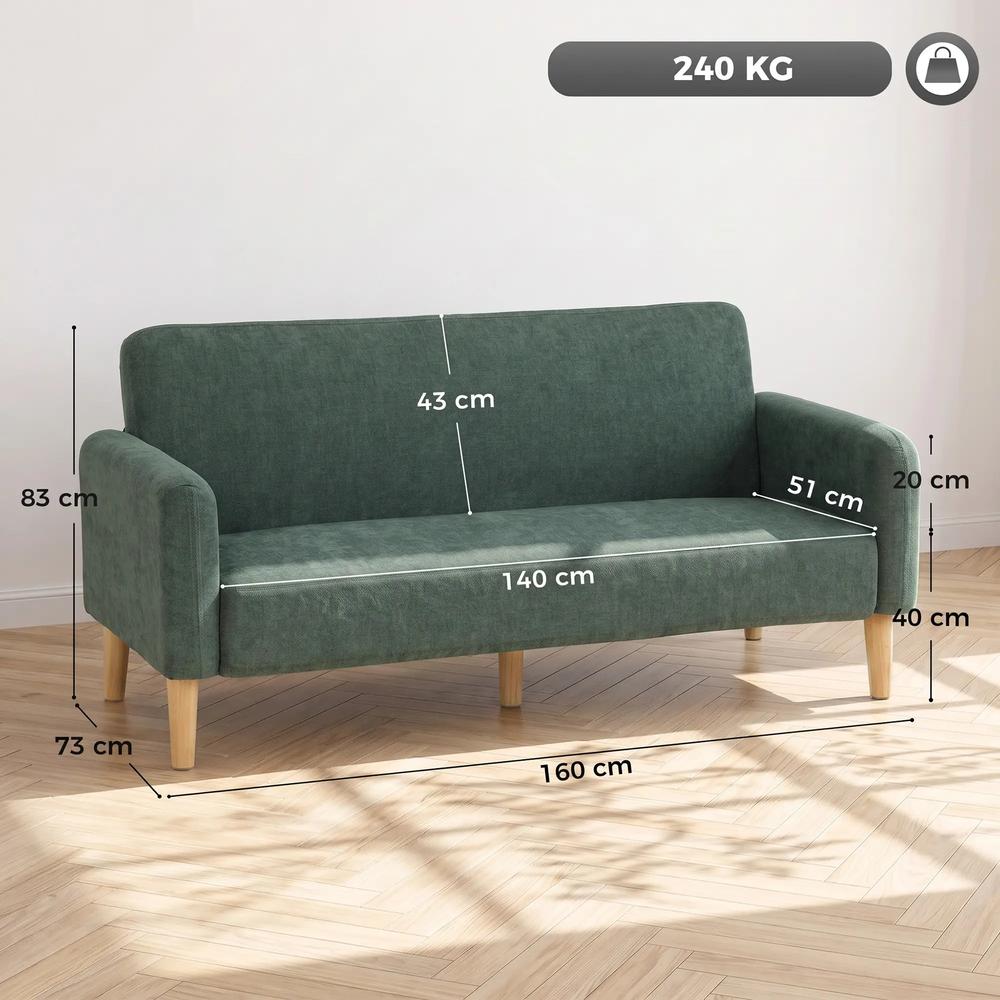HOMCOM 2 Seater Sofa, Velvet Small Couch with 20cm Thick Padding, Wide and Deep Seat Additional View 3