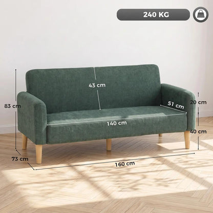 HOMCOM 2 Seater Sofa, Velvet Small Couch with 20cm Thick Padding, Wide and Deep Seat Additional View 3