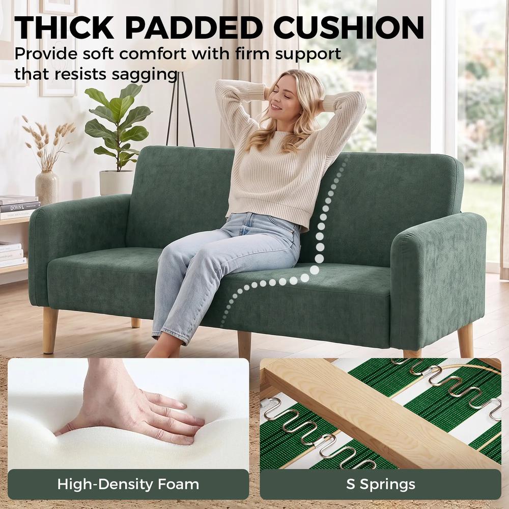 HOMCOM 2 Seater Sofa, Velvet Small Couch with 20cm Thick Padding, Wide and Deep Seat Additional View 4