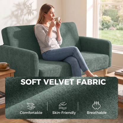HOMCOM 2 Seater Sofa, Velvet Small Couch with 20cm Thick Padding, Wide and Deep Seat Additional View 5