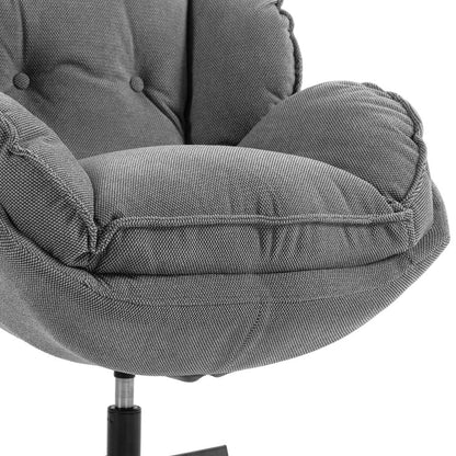 HOMCOM Armchair with Adjustable Footstool, 360-Degree Swivel Chenille Cloud Accent Chair with Thick Cushion, Steel Base Additional View 11