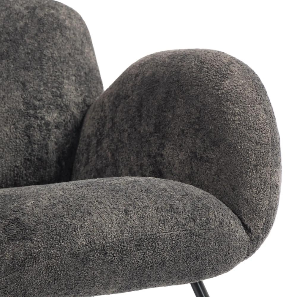HOMCOM Upholstered Rocking Chair Adjustable Headrest Rocker Chair Raindrop Velvet Rubberwood Base Additional View 11