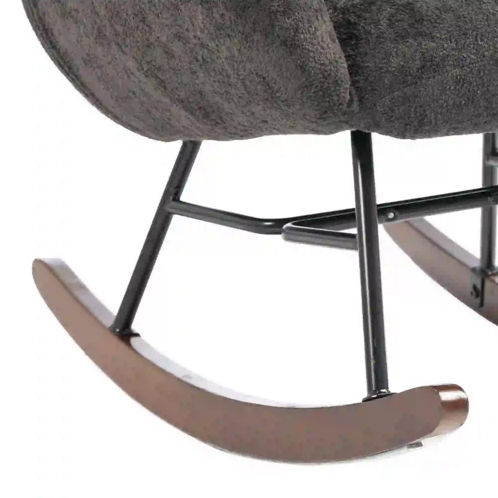 HOMCOM Upholstered Rocking Chair Adjustable Headrest Rocker Chair Raindrop Velvet Rubberwood Base Additional View 12