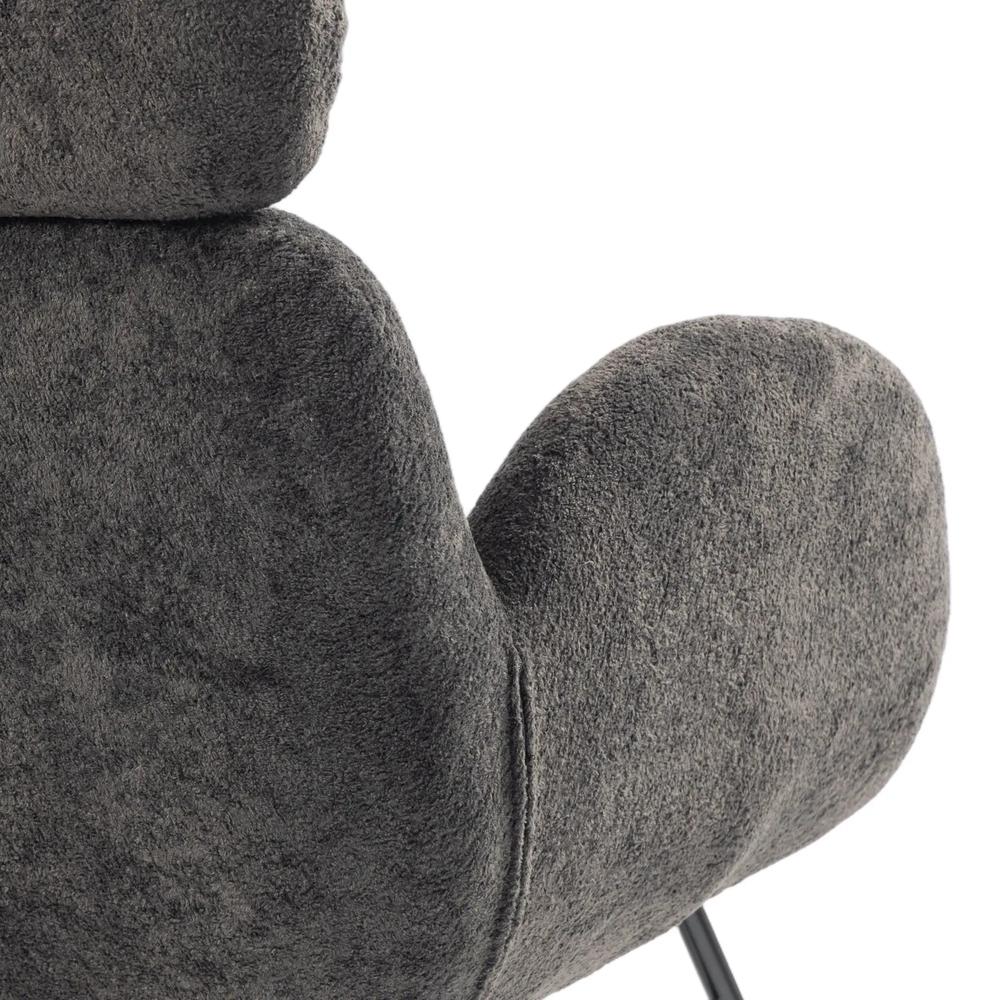 HOMCOM Upholstered Rocking Chair Adjustable Headrest Rocker Chair Raindrop Velvet Rubberwood Base Additional View 13