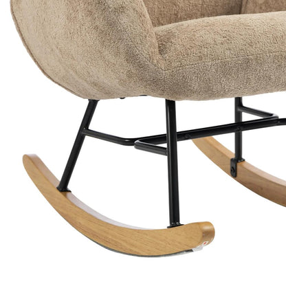 HOMCOM Upholstered Rocking Chair Adjustable Headrest Rocker Chair Raindrop Velvet Rubberwood Base Additional View 26