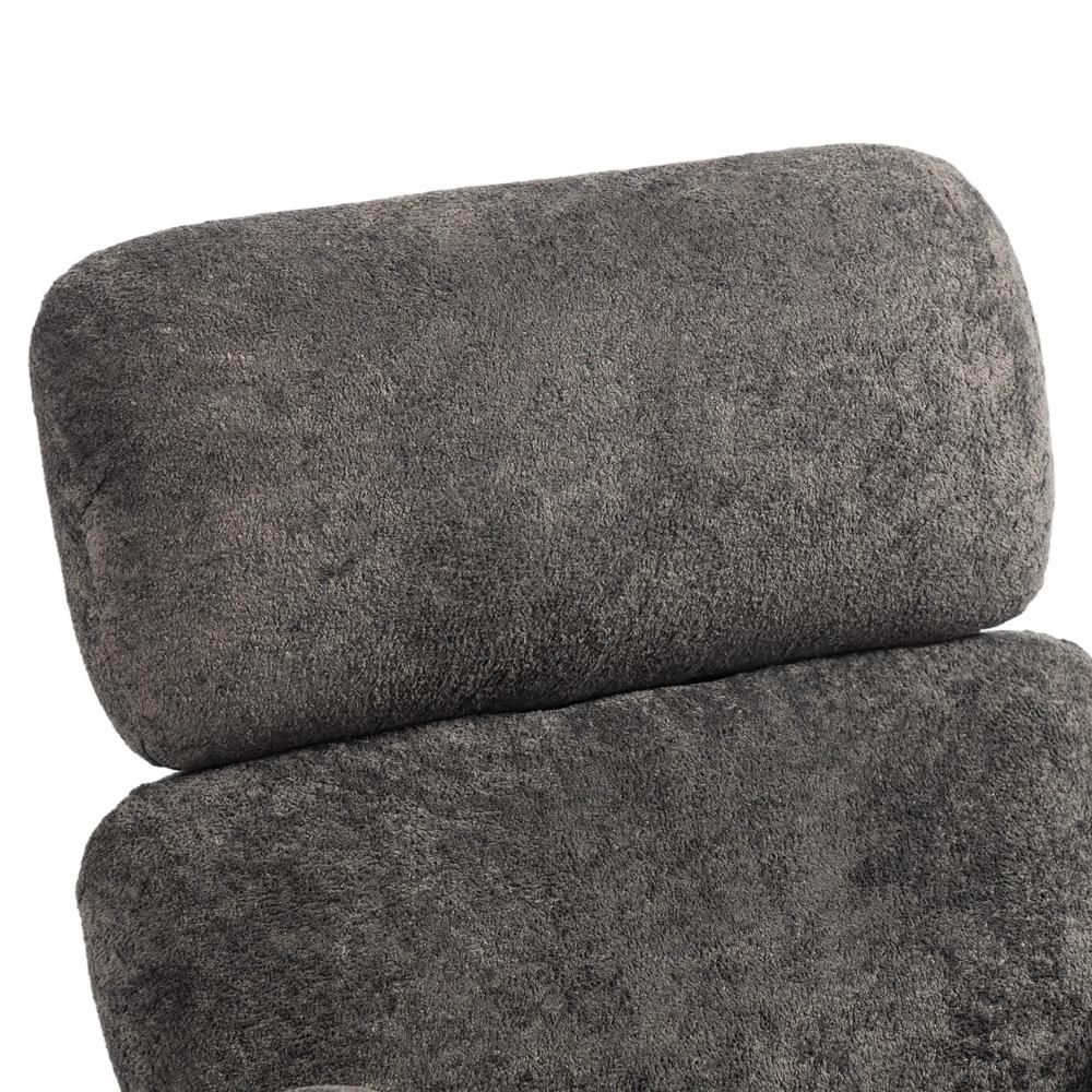 HOMCOM Upholstered Rocking Chair Adjustable Headrest Rocker Chair Raindrop Velvet Rubberwood Base Additional View 10