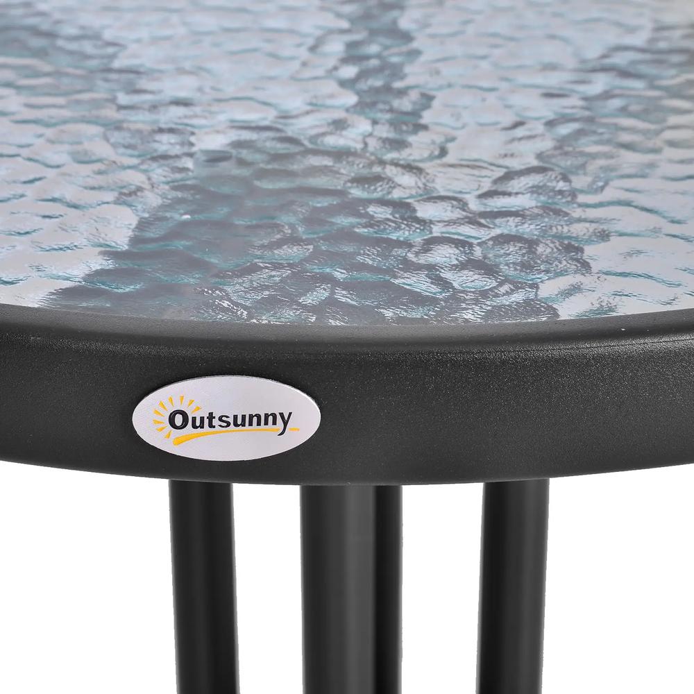 Outsunny Bistro Coffee Table Outdoor Tempered Glass Top Table Garden Round Dining Table - 60cm Diameter Additional View 8