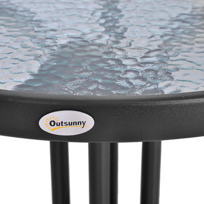 Outsunny Bistro Coffee Table Outdoor Tempered Glass Top Table Garden Round Dining Table - 60cm Diameter Additional View 8
