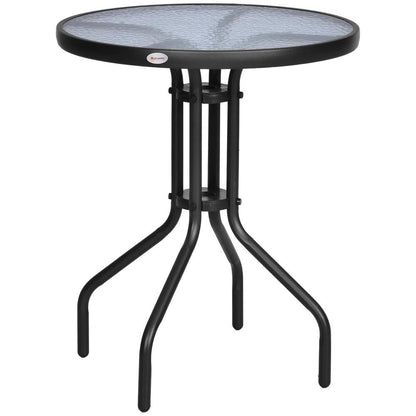 Outsunny Bistro Coffee Table Outdoor Tempered Glass Top Table Garden Round Dining Table - 60cm Diameter Additional View 10