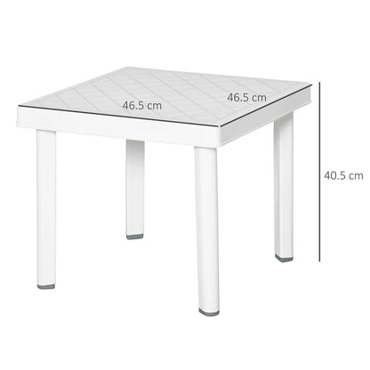 Outsunny Garden Side Table Plastic Outdoor Square Coffee End Table for Drink Snack, White Additional View 3