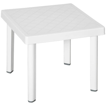 Outsunny Garden Side Table Plastic Outdoor Square Coffee End Table for Drink Snack, White Additional View 10