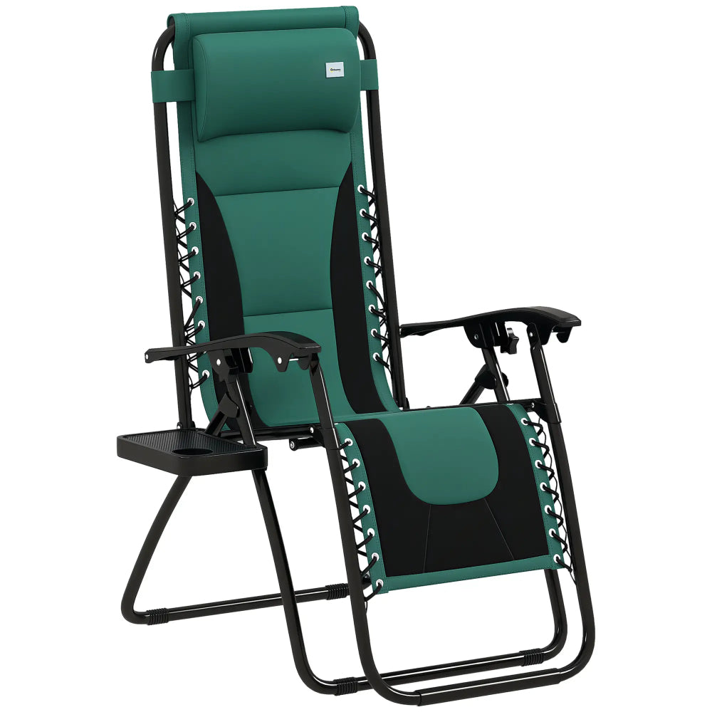 Outsunny Zero Gravity Lounger Chair, Folding Reclining Patio Chair with Padded Seat, Cup Holder, Soft Cushion and Headrest for Poolside, Camping 9