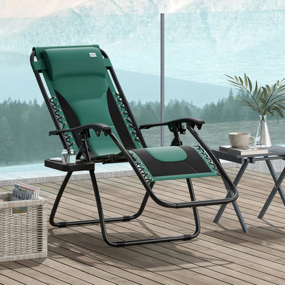 Outsunny Zero Gravity Lounger Chair, Folding Reclining Patio Chair with Padded Seat, Cup Holder, Soft Cushion and Headrest for Poolside, Camping 1