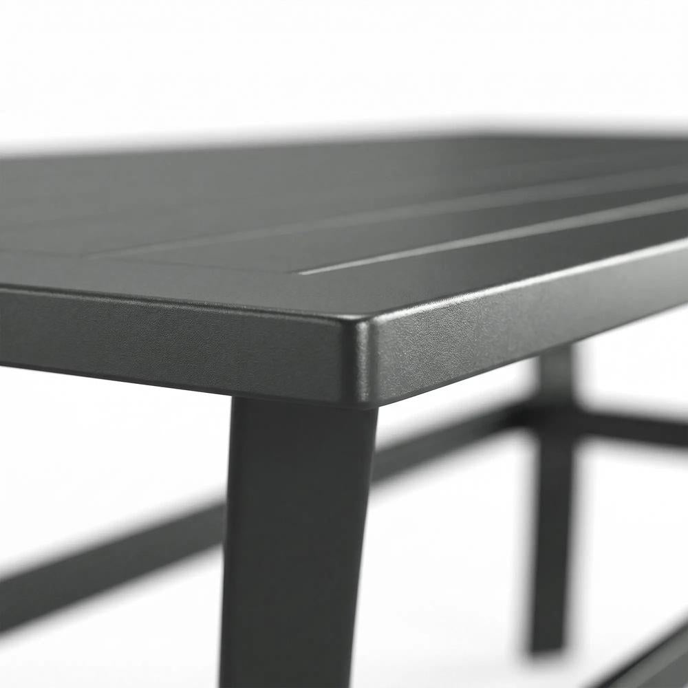 Outsunny Metal Garden Coffee Table, Rectangular Outdoor Side Table with Slatted Tabletop, Foot Pads for Outside, Garden, Balcony, Porch, 91.5 x 55 x 45cm Additional View 12