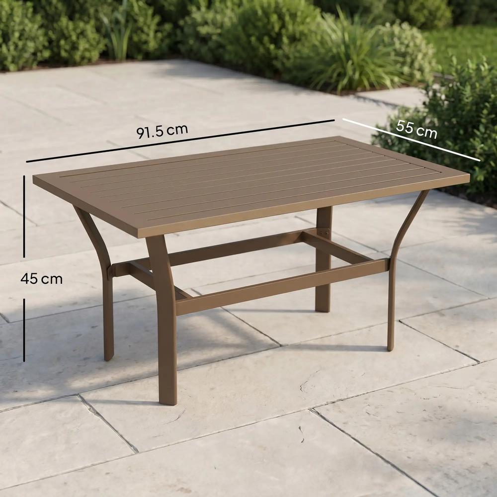 Outsunny Metal Garden Coffee Table, Rectangular Outdoor Side Table with Slatted Tabletop, Foot Pads for Outside, Garden, Balcony, Porch, 91.5 x 55 x 45cm Additional View 18