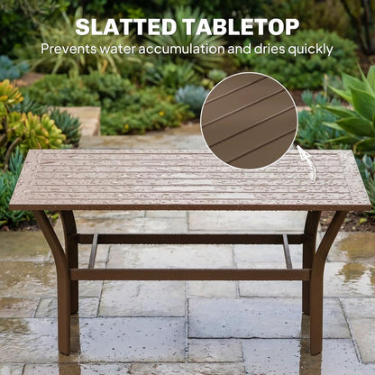 Outsunny Metal Garden Coffee Table, Rectangular Outdoor Side Table with Slatted Tabletop, Foot Pads for Outside, Garden, Balcony, Porch, 91.5 x 55 x 45cm Additional View 19