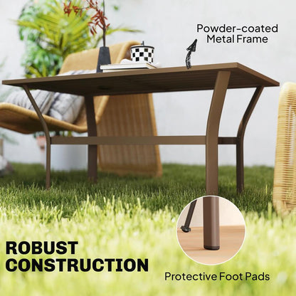 Outsunny Metal Garden Coffee Table, Rectangular Outdoor Side Table with Slatted Tabletop, Foot Pads for Outside, Garden, Balcony, Porch, 91.5 x 55 x 45cm Additional View 20