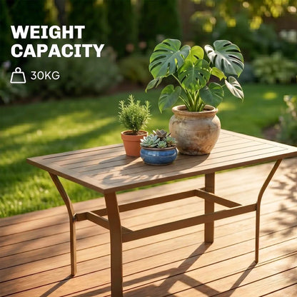 Outsunny Metal Garden Coffee Table, Rectangular Outdoor Side Table with Slatted Tabletop, Foot Pads for Outside, Garden, Balcony, Porch, 91.5 x 55 x 45cm Additional View 21