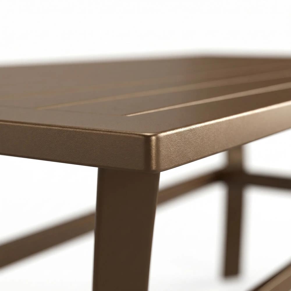Outsunny Metal Garden Coffee Table, Rectangular Outdoor Side Table with Slatted Tabletop, Foot Pads for Outside, Garden, Balcony, Porch, 91.5 x 55 x 45cm Additional View 27