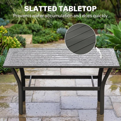 Outsunny Metal Garden Coffee Table, Rectangular Outdoor Side Table with Slatted Tabletop, Foot Pads for Outside, Garden, Balcony, Porch, 91.5 x 55 x 45cm Additional View 4