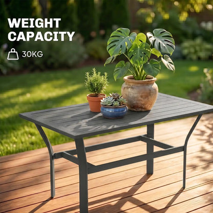 Outsunny Metal Garden Coffee Table, Rectangular Outdoor Side Table with Slatted Tabletop, Foot Pads for Outside, Garden, Balcony, Porch, 91.5 x 55 x 45cm Additional View 6