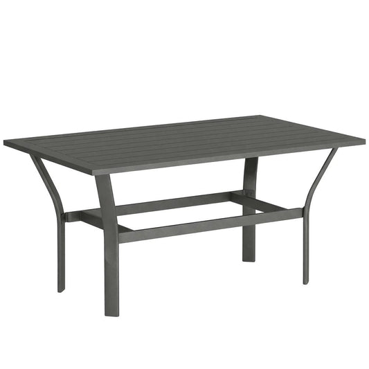 Outsunny Metal Garden Coffee Table, Rectangular Outdoor Side Table with Slatted Tabletop, Foot Pads for Outside, Garden, Balcony, Porch, 91.5 x 55 x 45cm