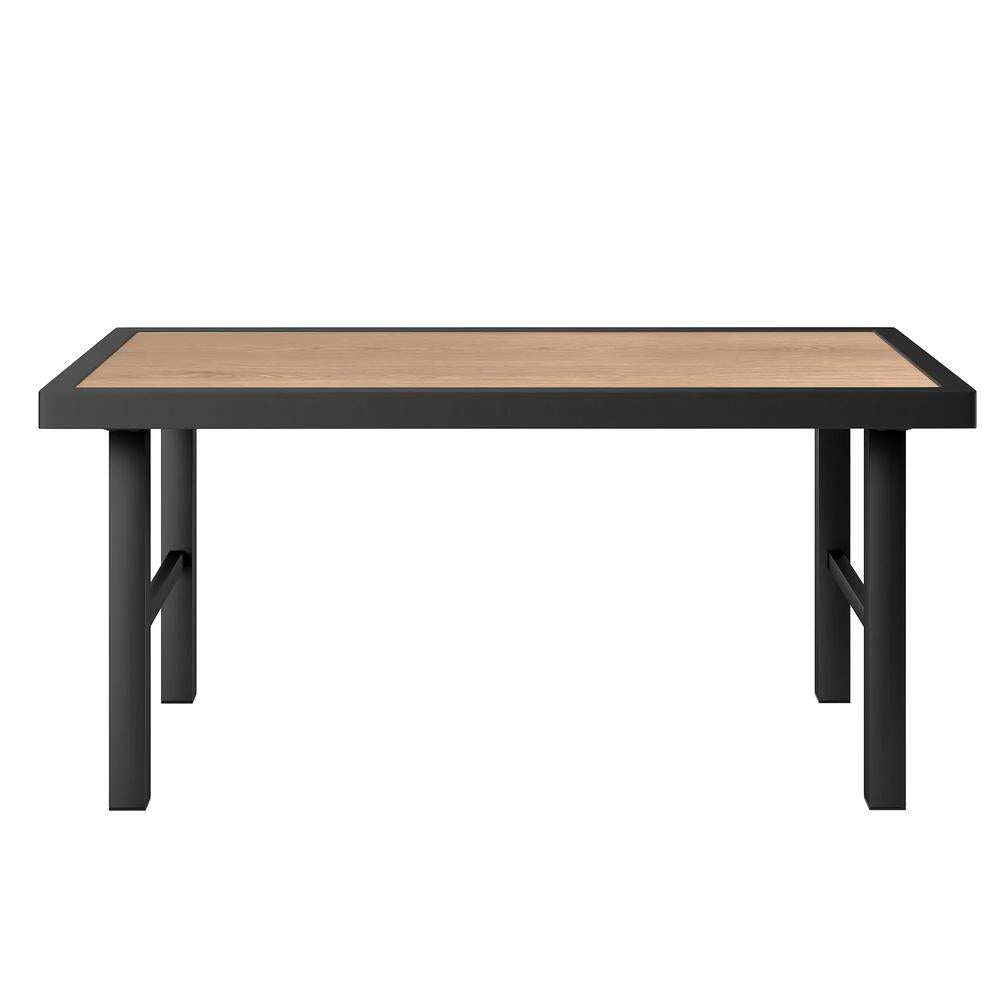 Outsunny Metal Garden Coffee Table, Outdoor Side Table with SPC Woodgrain Tabletop for Outside, Garden, Balcony, Porch, 100 x 53 x 46cm Additional View 13