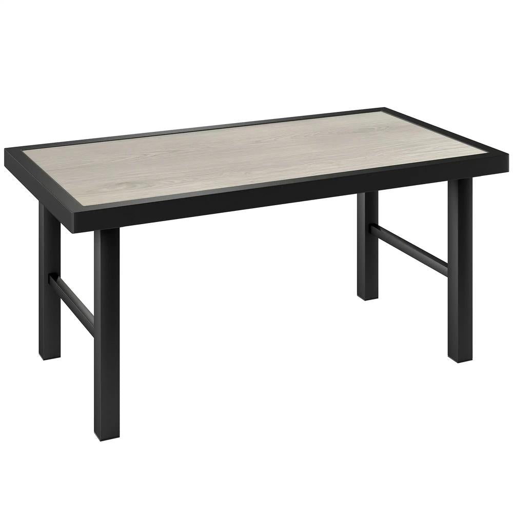 Outsunny Metal Garden Coffee Table, Outdoor Side Table with SPC Woodgrain Tabletop for Outside, Garden, Balcony, Porch, 100 x 53 x 46cm Additional View 16